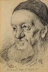 Henry Jones Thaddeus, Study of Sir Richard Owen, 1888, charcoal on paper