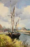 Kenneth Webb, Thames Barge at Snape, oil on canvas