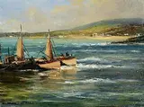 Norman J. McCaig, Lobster Boats, Burtonport, oil on canvas