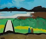 Markey Robinson, Shawlies by the Shore, gouache on card