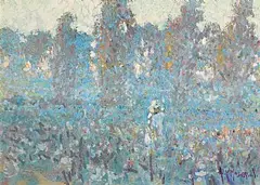 Arthur K. Maderson, Amongst Wild Lavender, Dawn, pastel on board