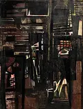 George Campbell, Nighttime Abstract, mixed media on paper