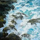 Annemarie Bourke, On The Rocks, oil on canvas