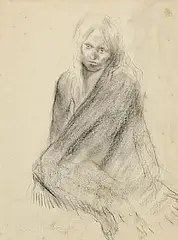 William Harrington, The Beggar Woman, 1970, charcoal on paper