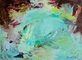 Paul Gr Little, Aqua VIII, oil on paper laid on board