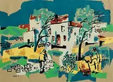 Desmond Carrick, Meditterean Village, 1960, gouache on paper