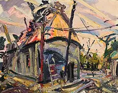 Brian MacMahon, The Old Thatch Roof, oil on canvas