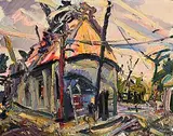 Brian MacMahon, The Old Thatch Roof, oil on canvas