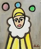 Markey Robinson, Yellow Clown, gouache on card