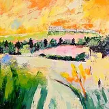 Paula McKinney, Castle on the Hill, oil on board