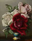 Irene Klestova, Arrangement of Roses, oil on board