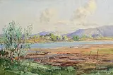 Rowland Hill, Boats in the Estuary, oil on canvas