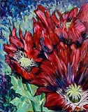 Douglas Hutton, Red Poppies, 2020, acrylic on canvas