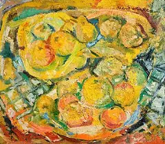 David Clarke, Still Life with Fruit, 1981, oil on board