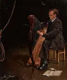 Ted Jones, Derek Bell, oil on canvas board