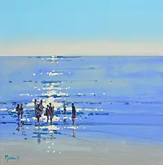 Along the Beach by John Morris, oil on board, sold Jun 2025