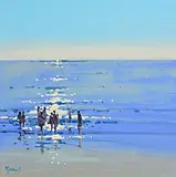 John Morris, Along the Beach, oil on board