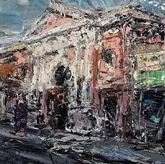 Aidan Bradley, Smithfield, Belfast, 2009, acrylic on board