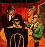 Who's Bluffing? by Graham Knuttel, oil on canvas, sold May 2025