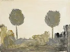 Basil Blackshaw, Trees, oil on board