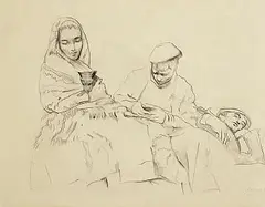 Seán Keating, People of the West, pencil and charcoal on paper (second image verso )