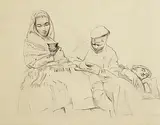 Seán Keating, People of the West, pencil and charcoal on paper (second image verso )