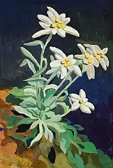 Floral Study by Mainie Jellett, gouache on paper, sold May 2025