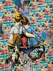 Thierry Guetta, Work Well Together, 2023, unique silkscreen and mixed media on wove