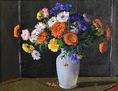 Hans Iten, Still Life - Vase of Flowers, oil on canvas