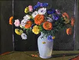 Hans Iten, Still Life - Vase of Flowers, oil on canvas