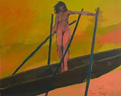 Charles Harper, Nude on Board, oil on canvas