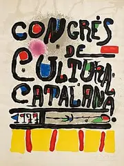 Congres de Cultura Catalana by Joan Miro Spanish, 1977, lithograph on Heavy Arches - number 37 from an edition of 100, sold May 2025