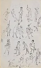 George William Russell, Caricature Sketches, pen and ink