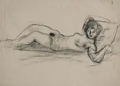 Reclining Nude by Roderic O'Conor, charcoal on paper, sold May 2025