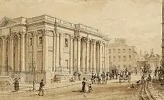 William Henry Bartlett, The Royal Exchange, Dublin, sepia on paper