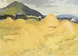 John Skelton Snr, Haystacks, oil on canvas