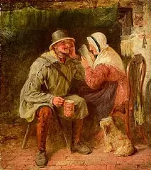 George Bernard O'Neill, Elderly Couple, oil on board