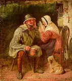 George Bernard O'Neill, Elderly Couple, oil on board