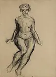 Roderic O'Conor, Seated Nude, charcoal on paper