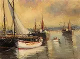 Norman J. McCaig, Trawlers, Arklow, oil on canvas
