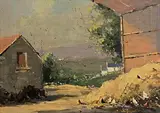 George K. Gillespie, Farmyard, oil on canvas