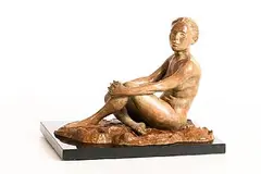 Paddy Campbell, Seated Lady, bronze on granite base - number 5 from an edition of 11