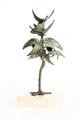 John Coll, Bird Tree, unique bronze on marble base