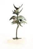 John Coll, Bird Tree, unique bronze on marble base