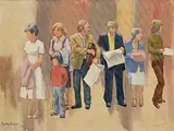 Robert Taylor Carson, Bus Queue, 1981, oil on canvas