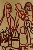 Fish Market by Markey Robinson, gouache on paper, sold May 2025