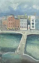 Peter Pearson, Millennium Bridge, Dublin, 2004, oil on board