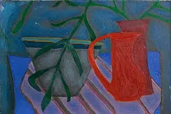 Jane O'Malley, Red Jug, 1980, oil on board