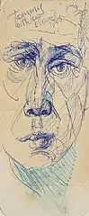 Edward McGuire, Self Portrait, ink drawing