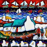 Annie Robinson, The Sailboats Danced, The Houses Sang, acrylic on canvas